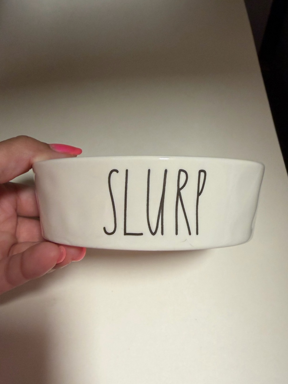 Rae Dunn White Ceramic 'SLURP' Pet Bowl